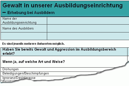 Dokument-Vorschau: Fragebogen Gewatl in der Ausbildungseinrichtung