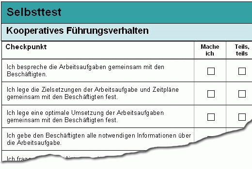 Dokument-Vorschau: Selbsttest zum kooperativen Führungsverhalten