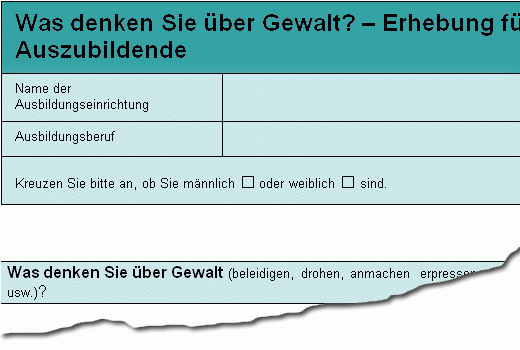Dokument-Vorschau: Fragebogen zur Gewalteinstellung für Auszubildende